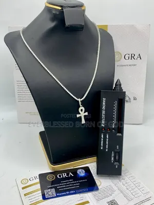 Classic VVS Moissanite Diamond Cross Pendants on Tennis Neckchain