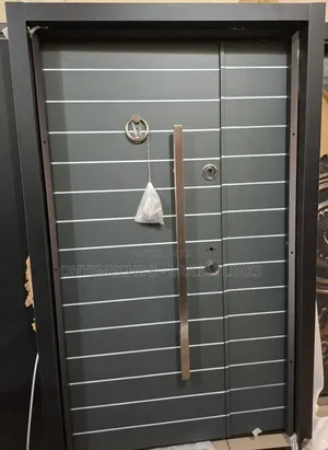 Turkish Luxury Steel Security Door With a Horizontal Striped Design
