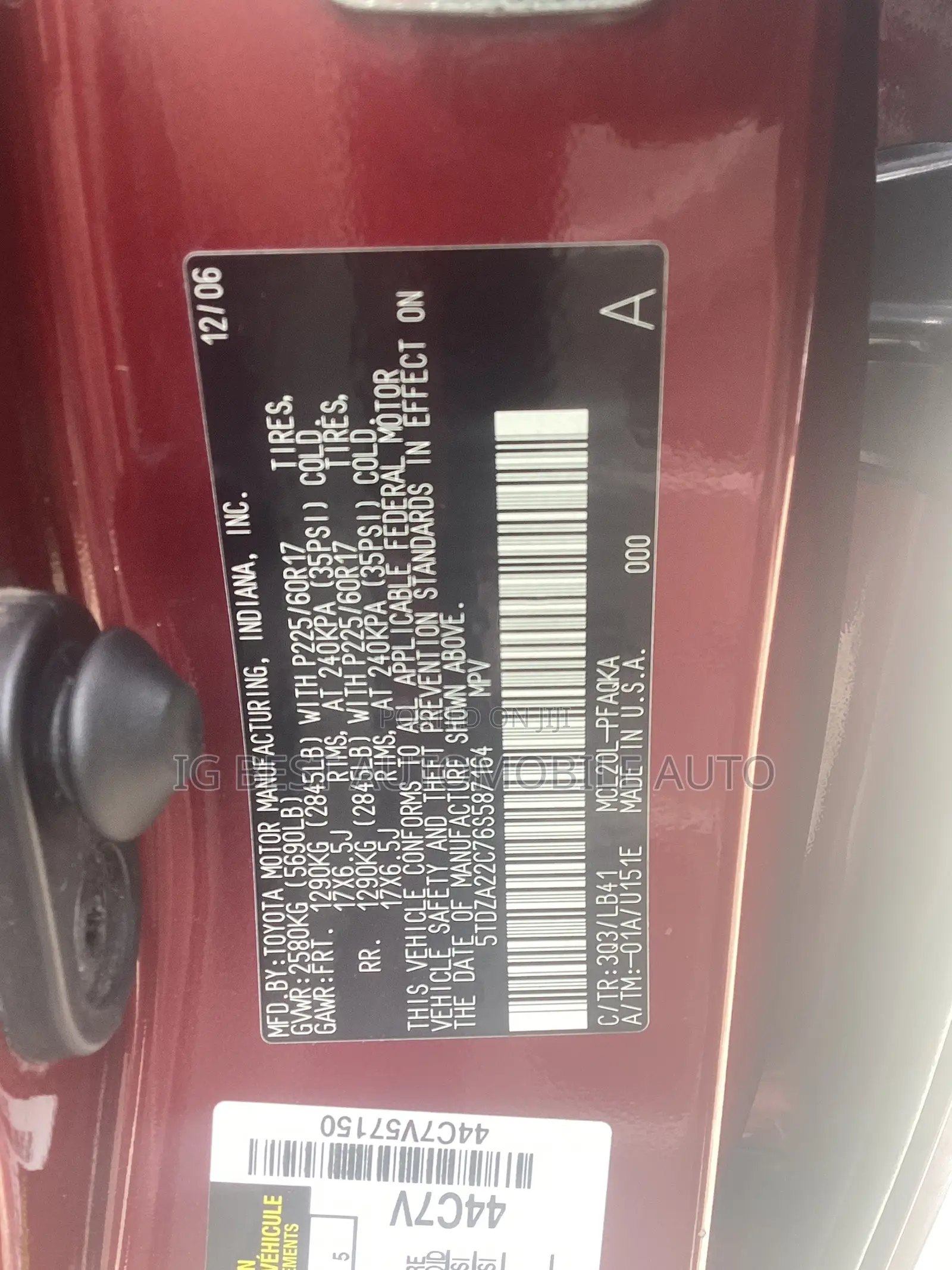 Toyota Sienna XLE 2007 Red