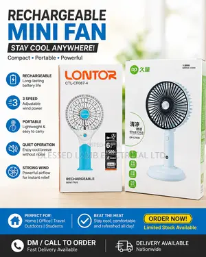 Rechargeable Mini Fan Portable, Powerful Long Lasting Battery