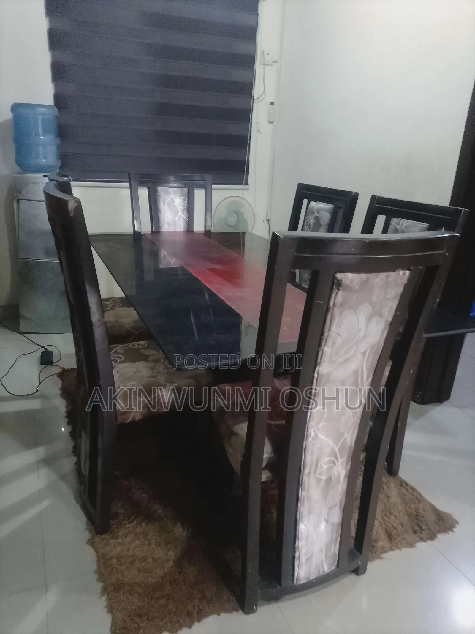 Dining Table With Glass Top and Six Chairs