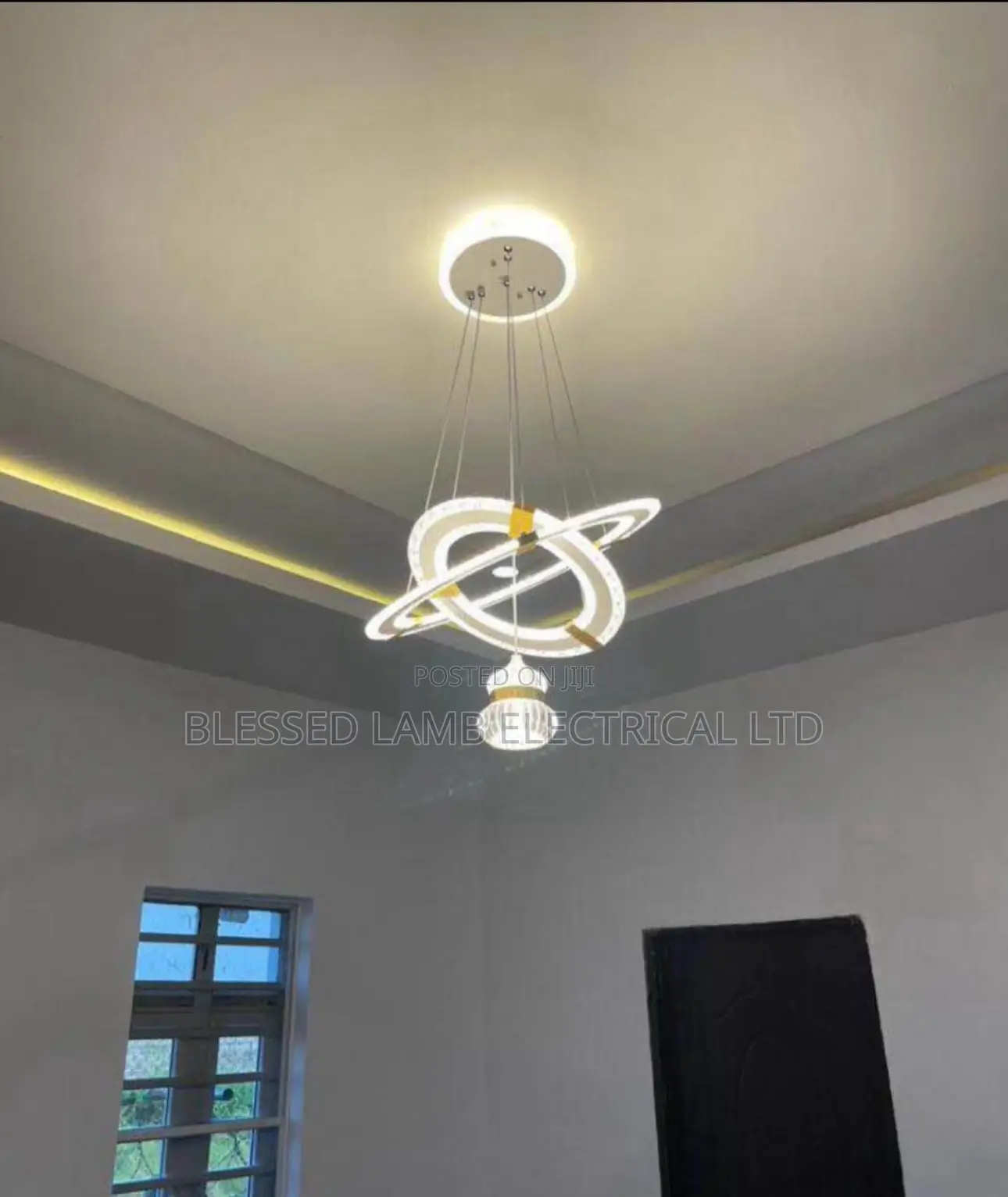 Modern Orbit Ring Led Chandelier With Crystal Edges