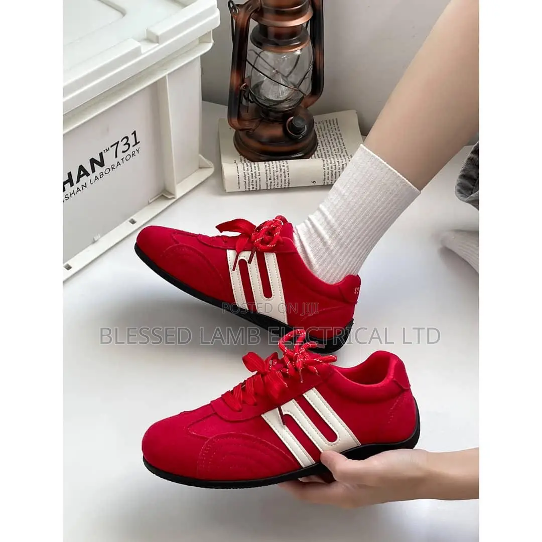 Trendy Red Casual Sneakers