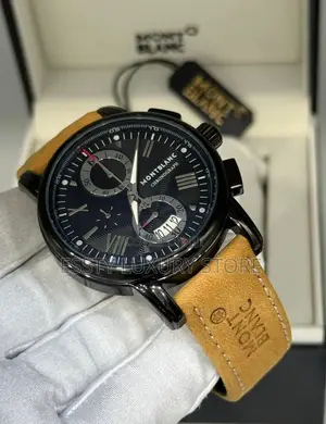 Mont Blanc Quality Luxury Men Genuine Leather Wristwatch