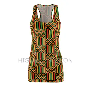 Vibrant Kente Print Racerback Dress
