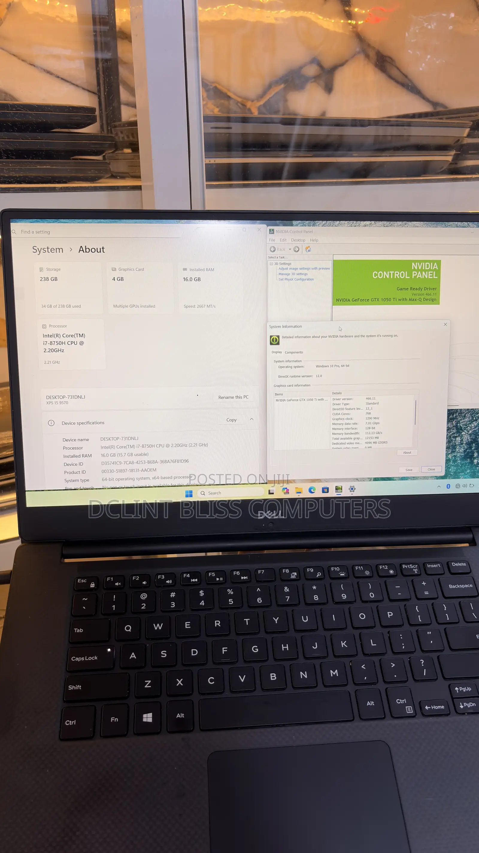 Laptop Dell XPS 15 9570 16GB Intel Core i7 SSD 256GB