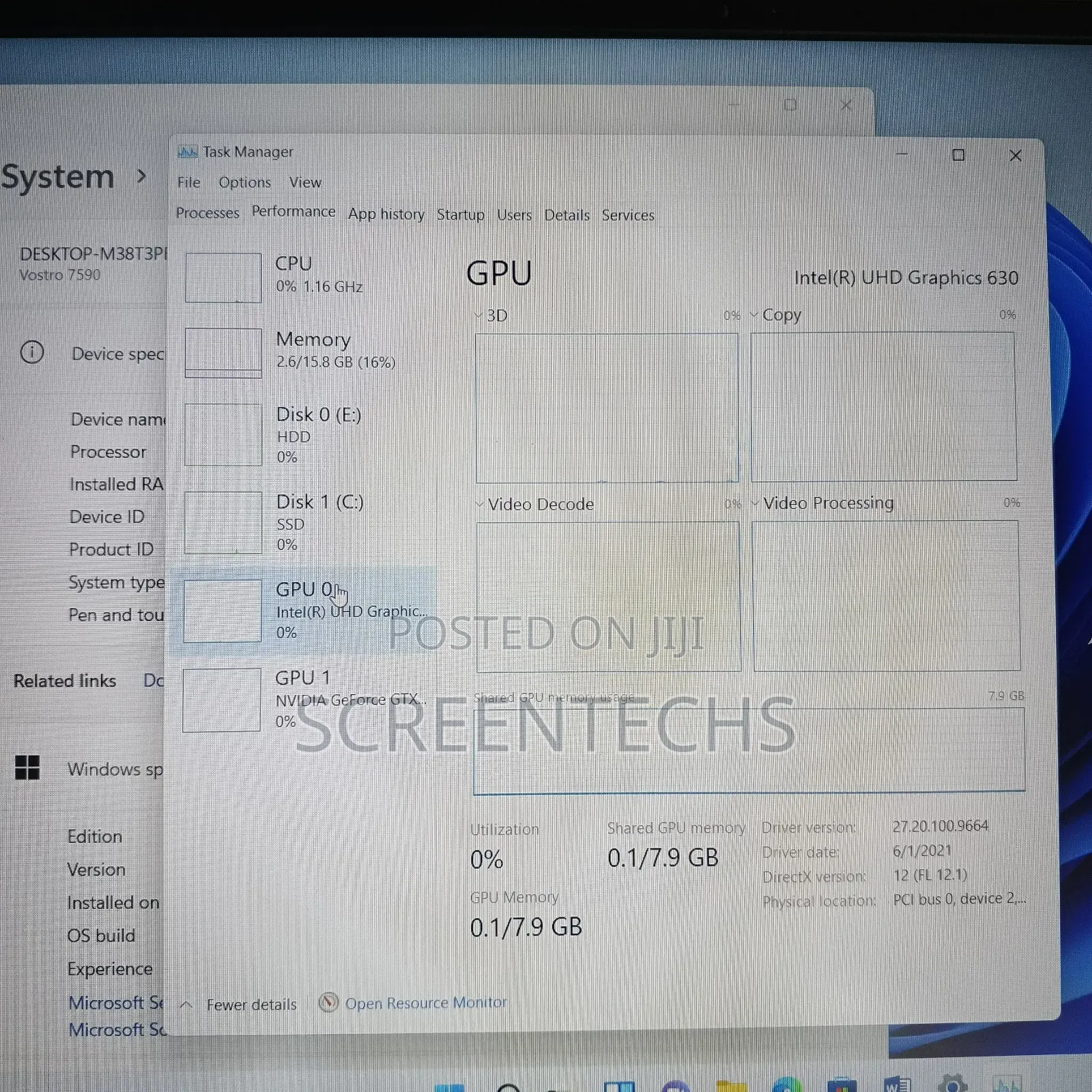 Laptop Dell 16GB Intel Core i7 HDD+SSD 512GB