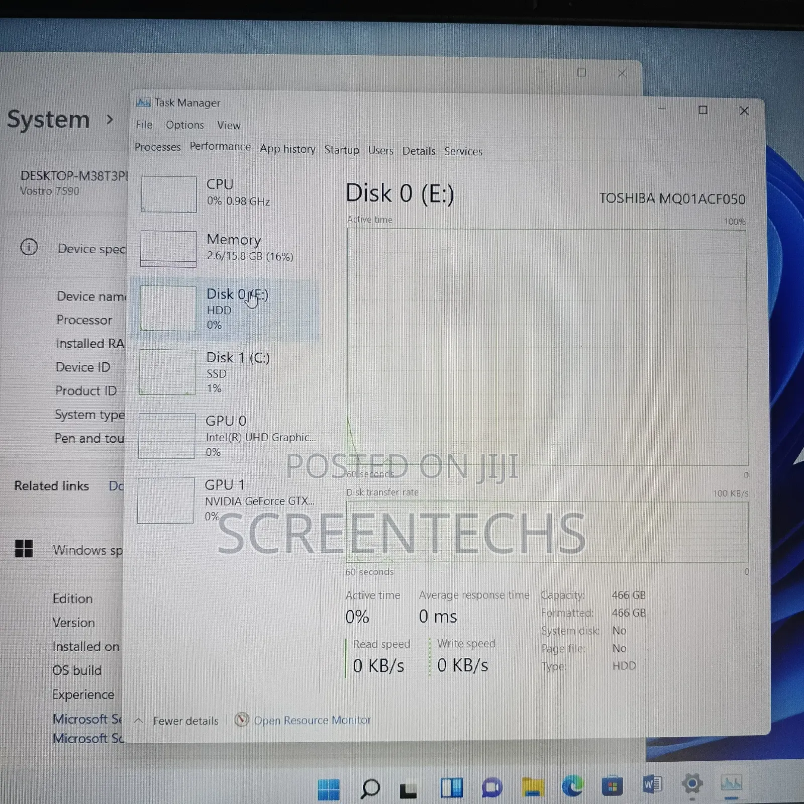Laptop Dell 16GB Intel Core i7 HDD+SSD 512GB
