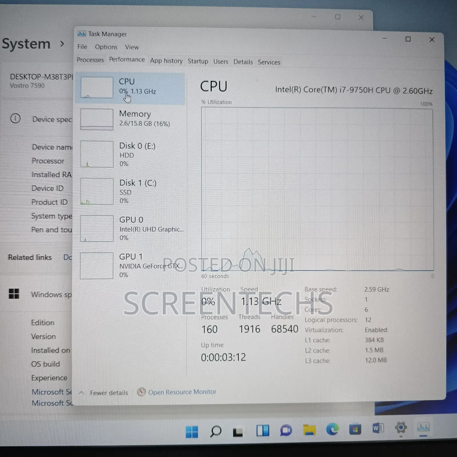 Laptop Dell 16GB Intel Core i7 HDD+SSD 512GB