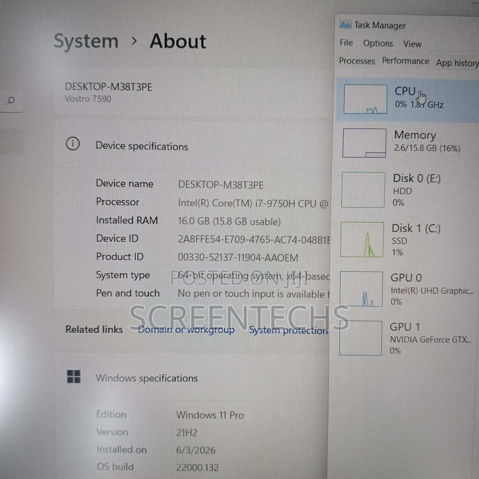 Laptop Dell 16GB Intel Core i7 HDD+SSD 512GB