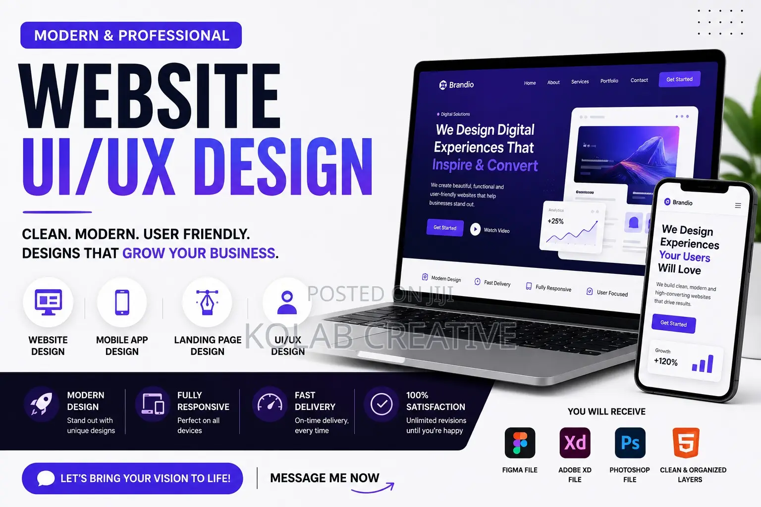 Modern Website Ui/Ux Design for Business, Startup Mobile Apps