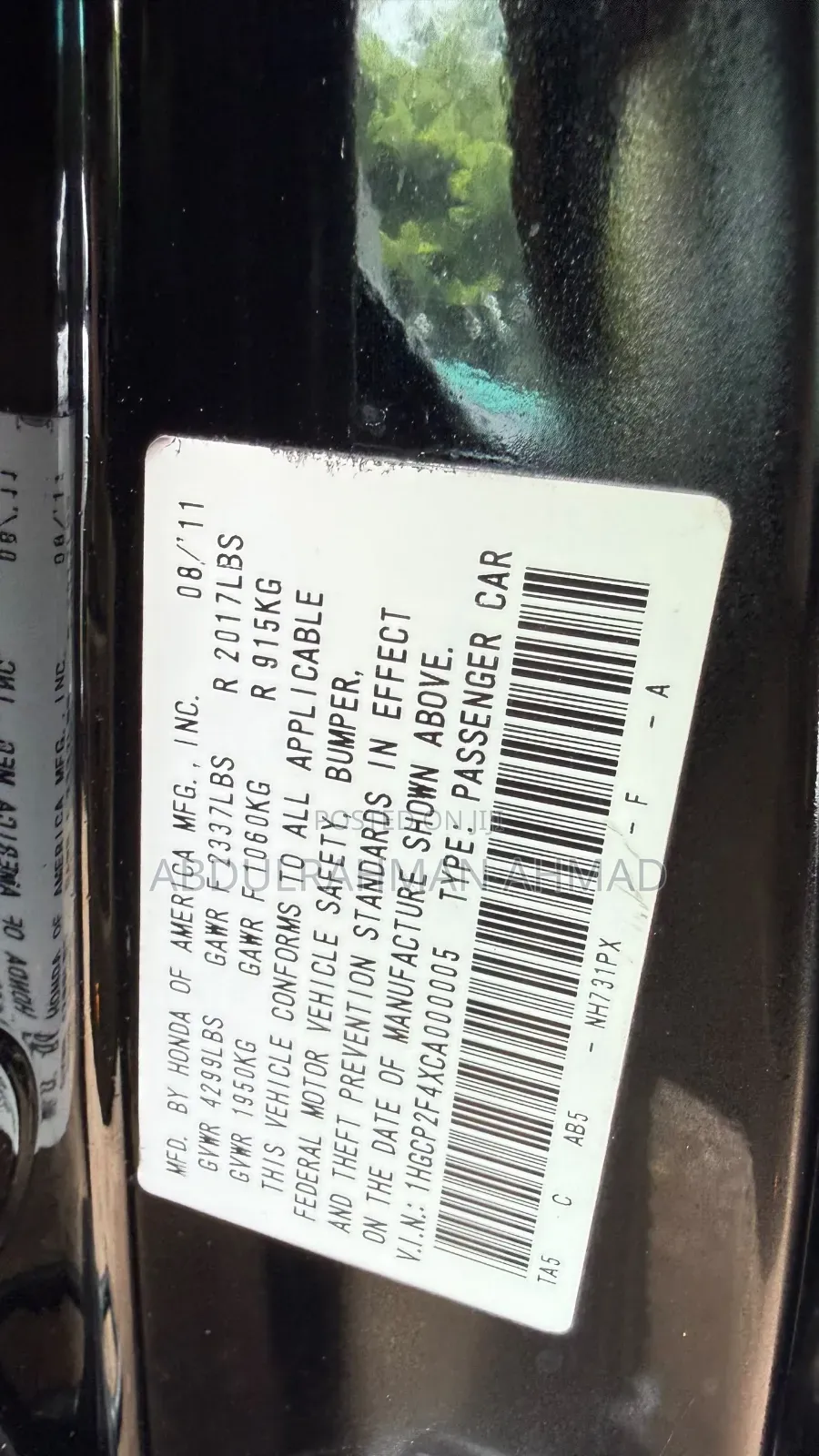 Honda Accord 2012 Black