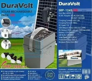 Duravolt 4 In 1 Solar Rechargeable Pack For Fans 12v4.5ah Battery