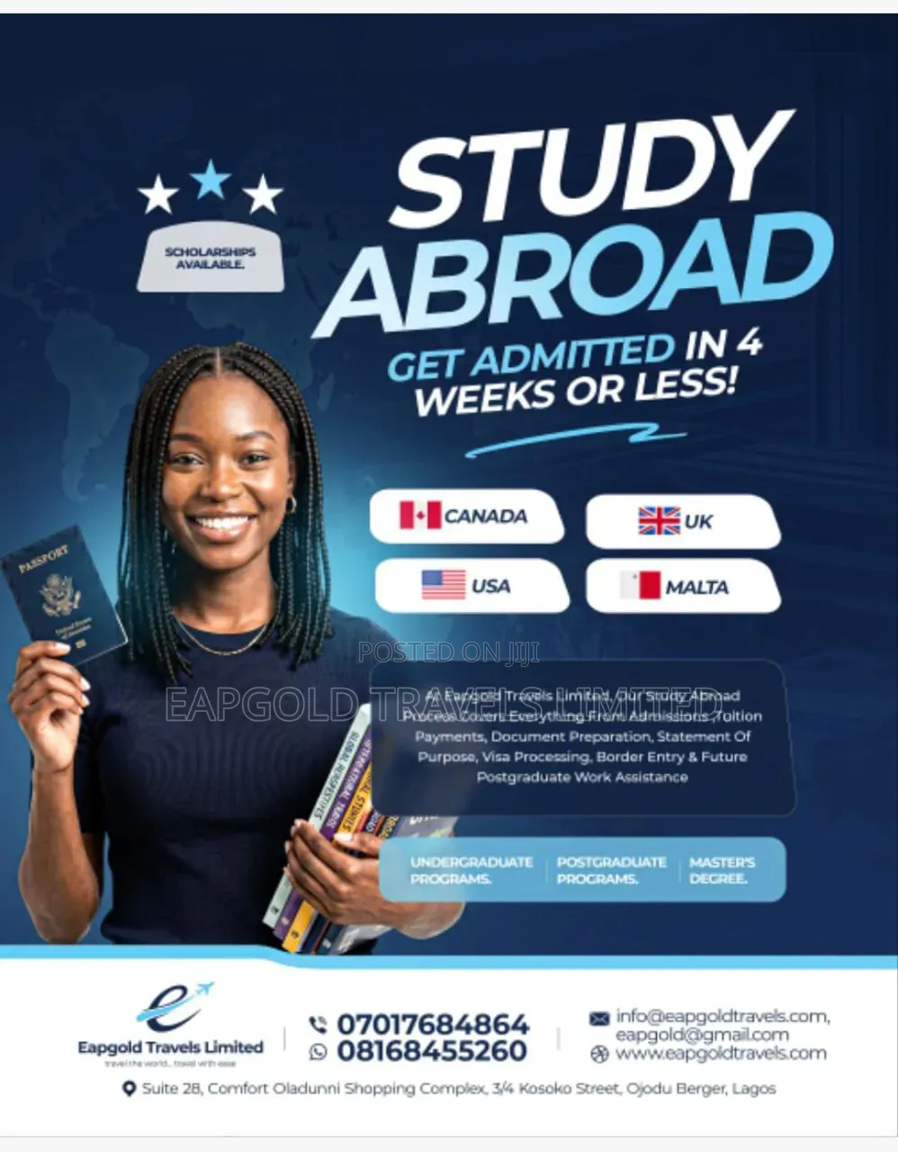 Study Abroad- Get Admitted in Four Weeks or Less.