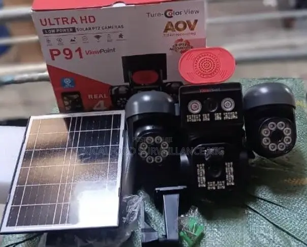 Four Lens, Four Views CCTV Solar Powered Camera
