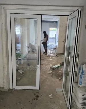 Premium White Aluminium Swing Door With Clear Glass