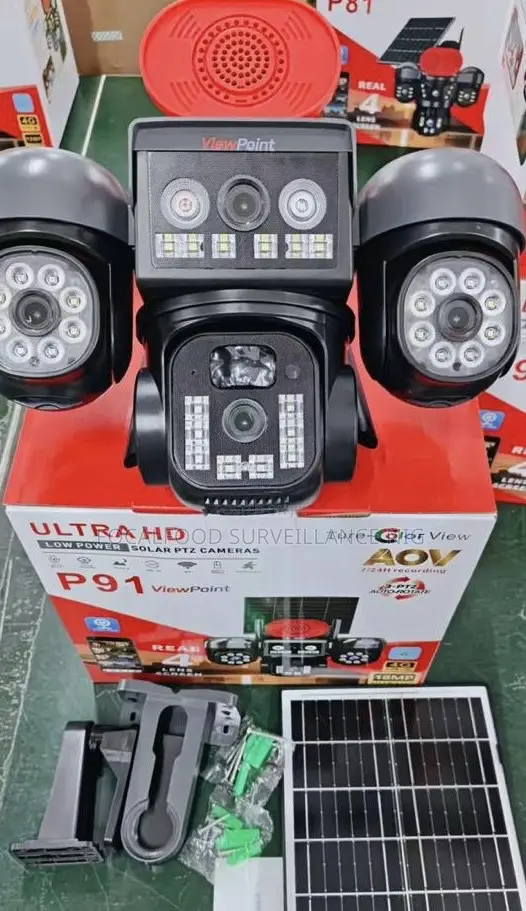 Four Lens, Four Views CCTV Solar Powered Camera