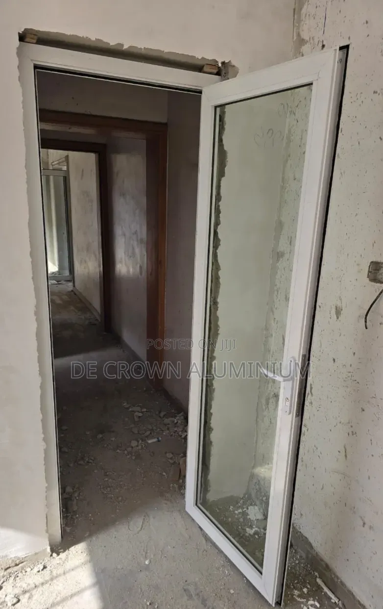 White Aluminium Single Panel Hinge Door | Strong Elegant
