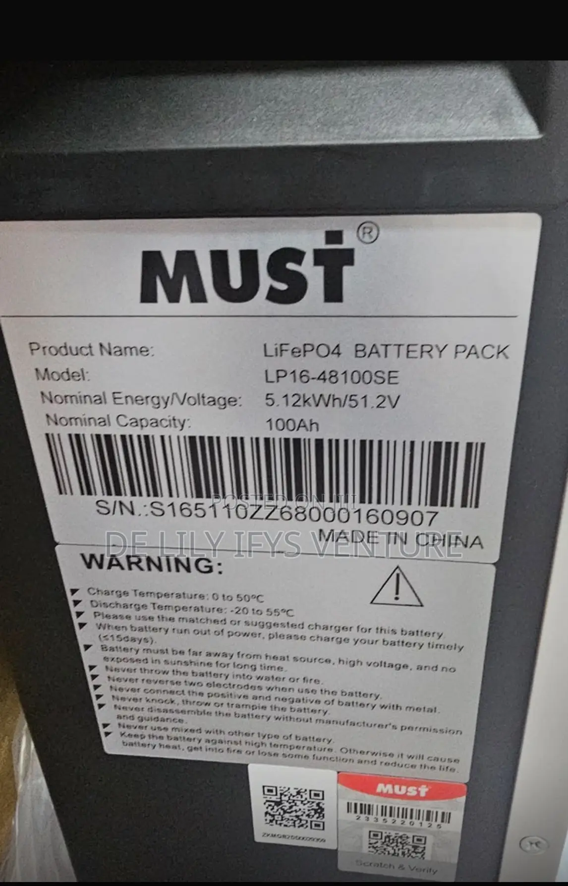Must Lithium Battery 5kwh 51.2v