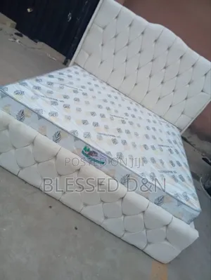 Luxury Family King Size White Cream Bed Frame