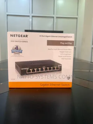 Netgear Gs308 8-Port Gigabit Ethernet Unmanaged Switch.