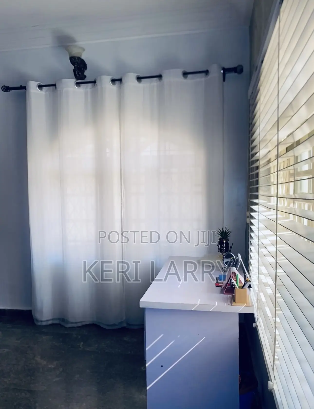 White Curtains With Inner and Rods