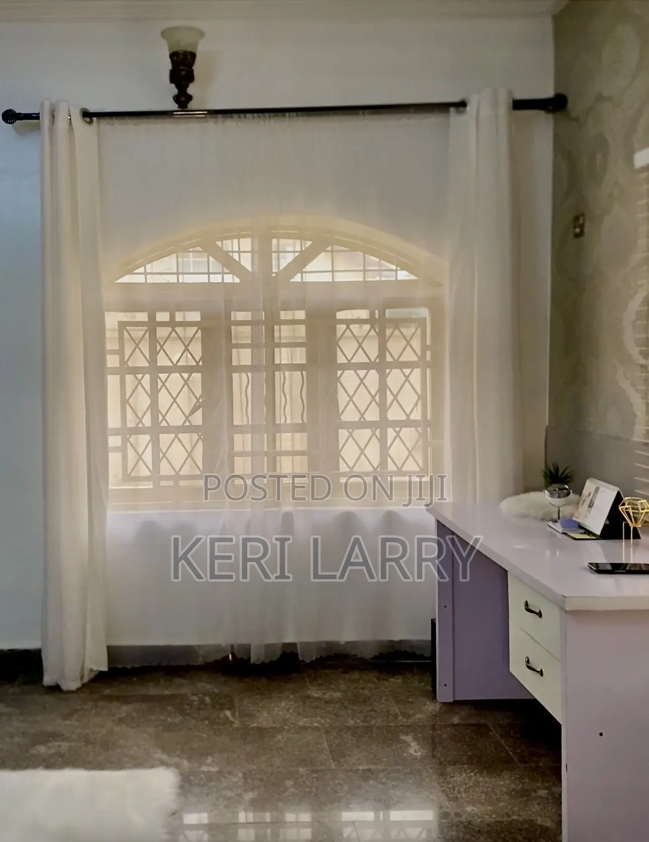 White Curtains With Inner and Rods