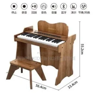 Kids Wooden Electronic Piano With Stool – Educational Music Toy