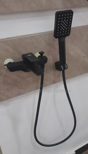 Matte Black Wall-Mounted Bath Shower Mixer With Hand Shower