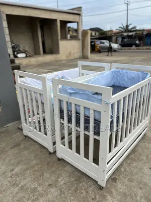 Imported Wooden Baby Crib With Mattress, Bumper, Tires and Bed Cover