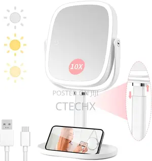 Magnifying Mirror With Light, Large 1x/10x Makeup Mirror, Rechargeable