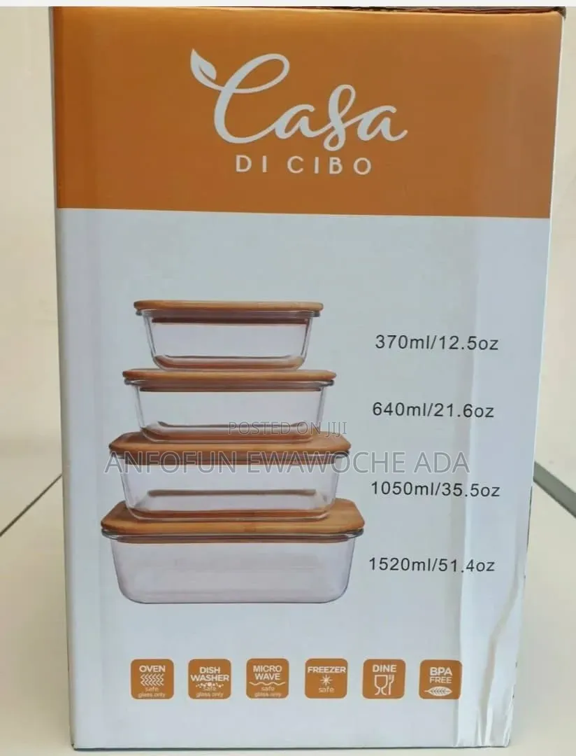 4-Piece Borosilicate Rectangular Glass Food Storage Set