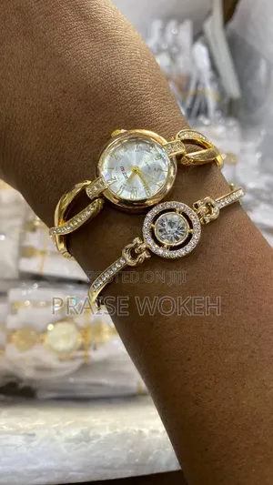 Ladies Time 4u Rose Gold Watch + Bling Bracelet Set | Quartz | ₦8,500