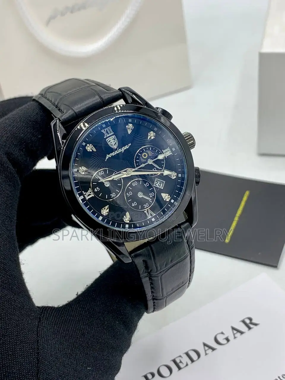 Leather Poedagar Watch With Working Chronograph for Men