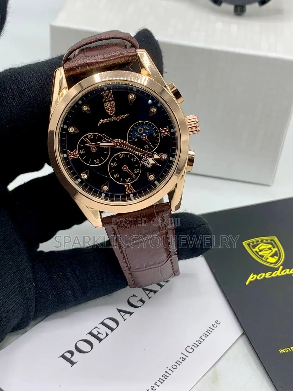 Leather Poedagar Watch With Working Chronograph for Men