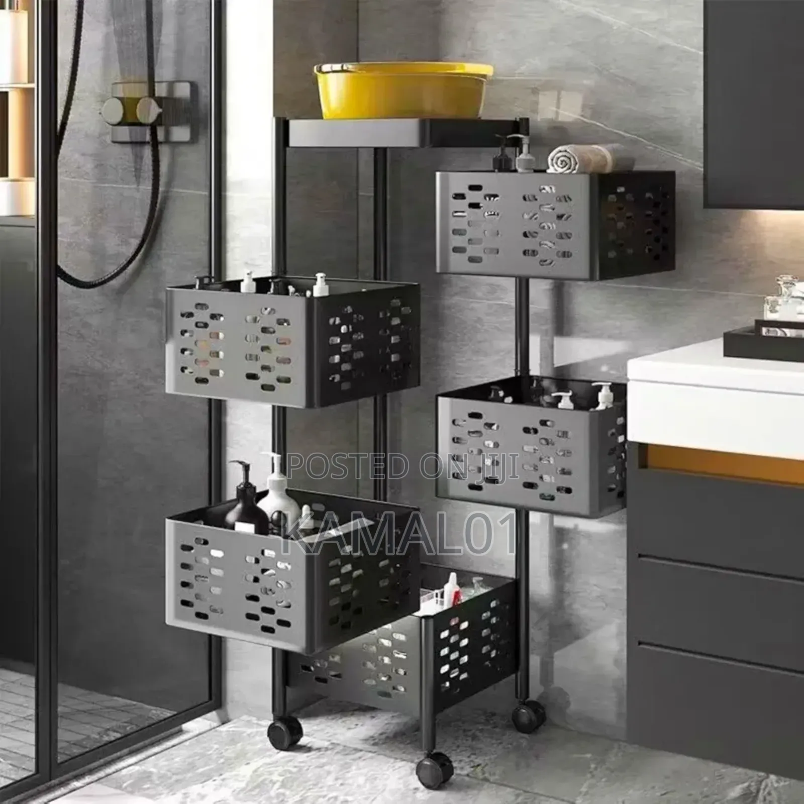 360° Rotating Kitchen Shelf, Mobile Storage Trolley