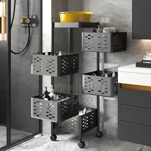 360° Rotating Kitchen Shelf, Mobile Storage Trolley