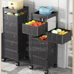 360° Rotating Kitchen Shelf, Mobile Storage Trolley