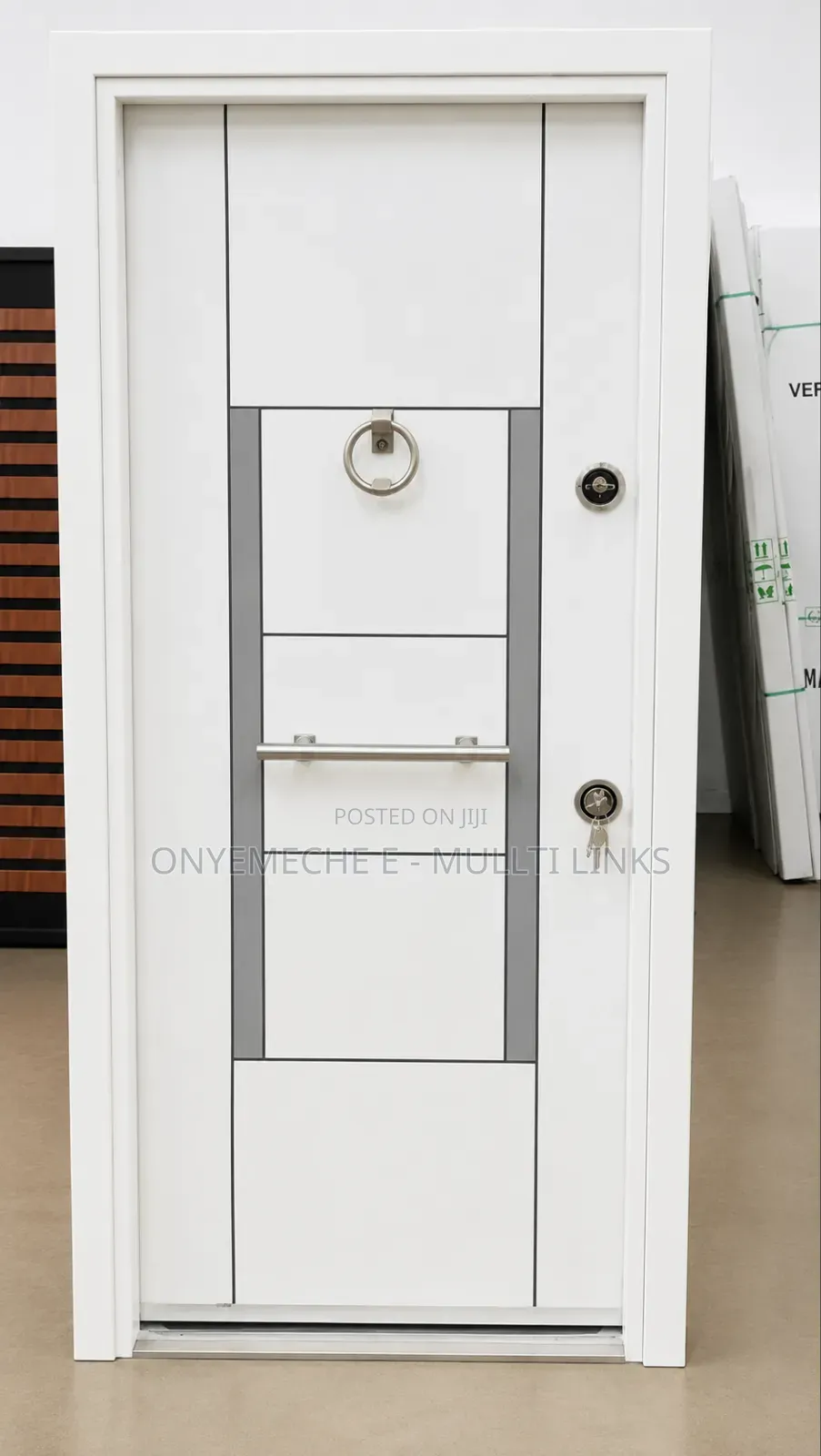 White Turkish-Style Security Door With a Multi-Lock System