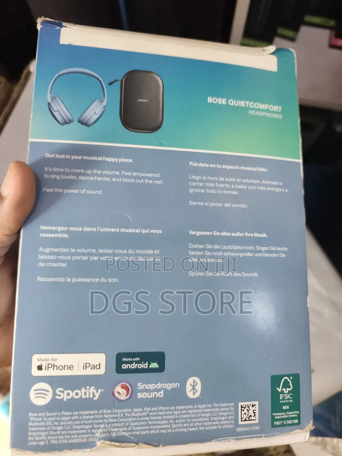 Open Box Bose Quietcomfort Bluetooth Headphone Blue Color