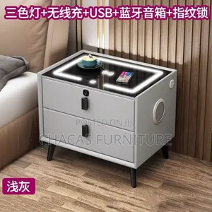 Premium Smart Nightstand With Bluetooth Speaker – Sleek Grey