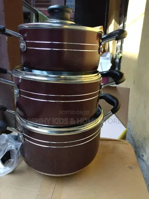 3-Piece Premium Non-Stick Cooking Pot Set – Brown
