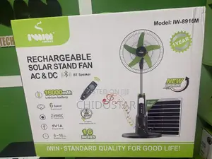 Iwin 16" Solar Stand Fan Ac/Dc With Speaker Solar Panel