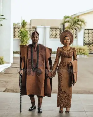 Aso Oke Couple Dress for Nigerian Wedding