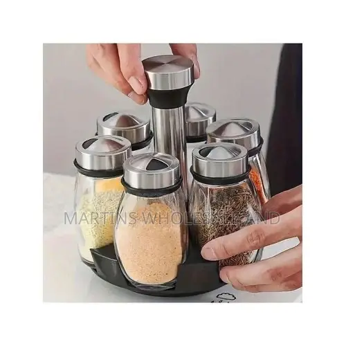 Generic 6-Piece Rotating Spice Rack Organizer Features Clear Glass Jar
