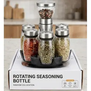 Generic 6-Piece Rotating Spice Rack Organizer Features Clear Glass Jar