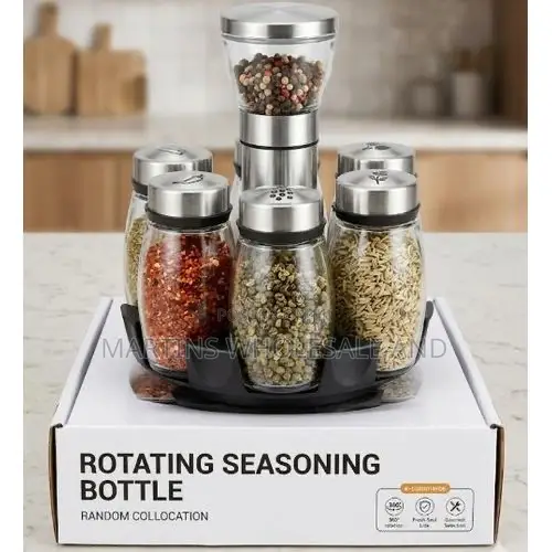 Generic 6-Piece Rotating Spice Rack Organizer Features Clear Glass Jar