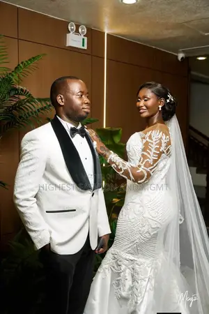 Luxury White Beaded Mermaid Gown