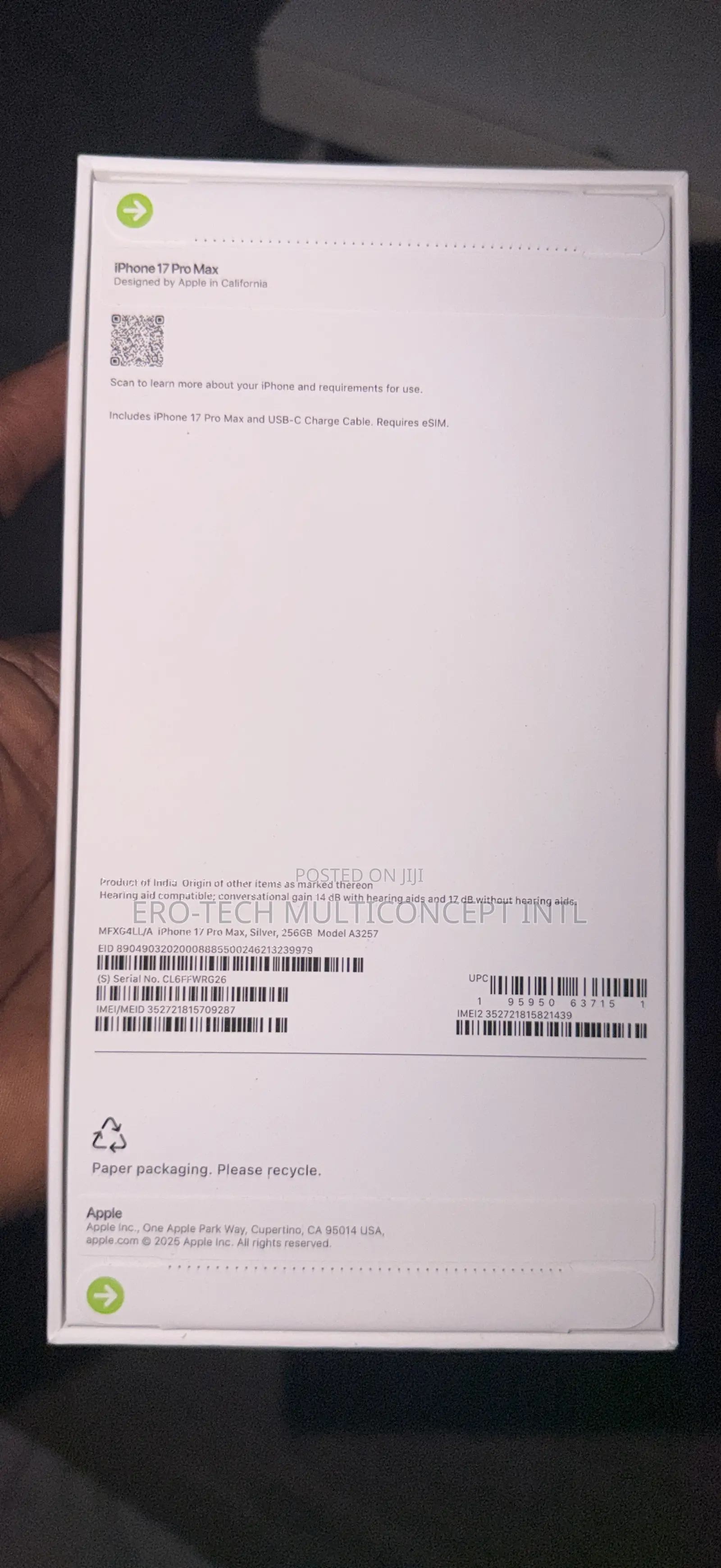 New Apple iPhone 17 Pro Max 256 GB Blue