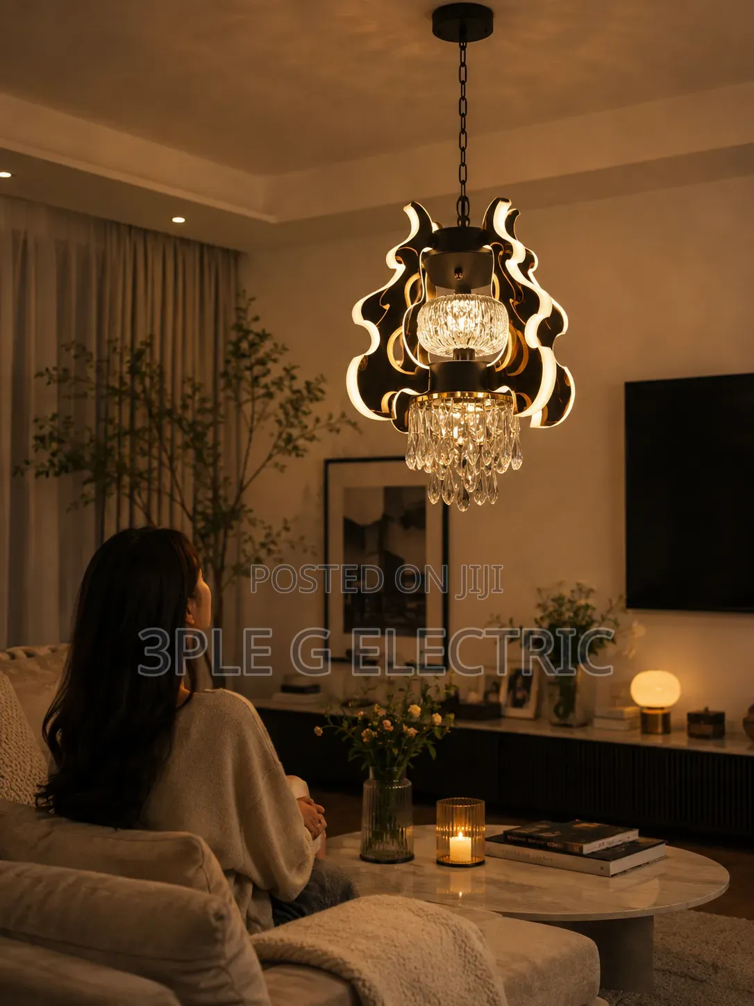 Futuristic Dropping Crystal Chandelier